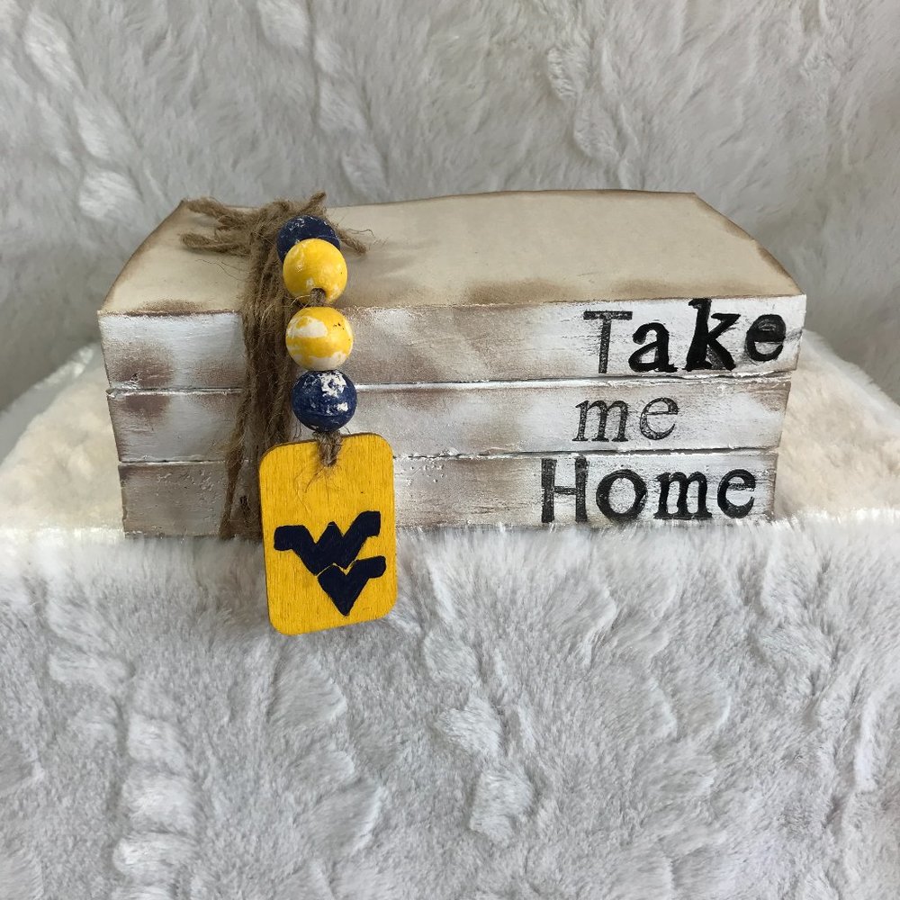 Decorative book stack Take Me Home WV Stamped
